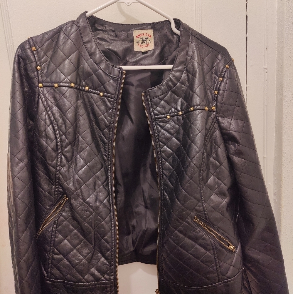 American Culture Studded Faux Leather Jacket